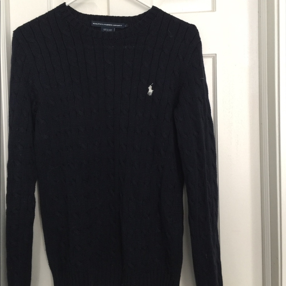 Ralph Lauren navy cable knit cotton sweater